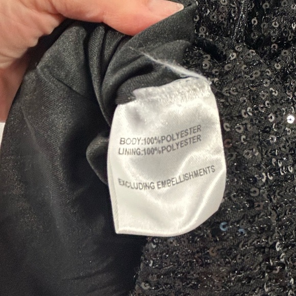 Hello Molly Size 4 Black Sequins Dress Scoop Neck Cinched Sexy Lined Mini - Picture 5 of 16